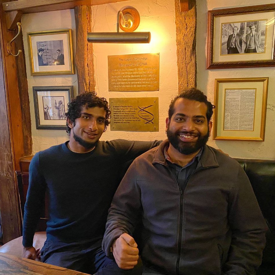 Rohit Fenn and Dr. Amit Fenn at The Eagle pub, Cambridge